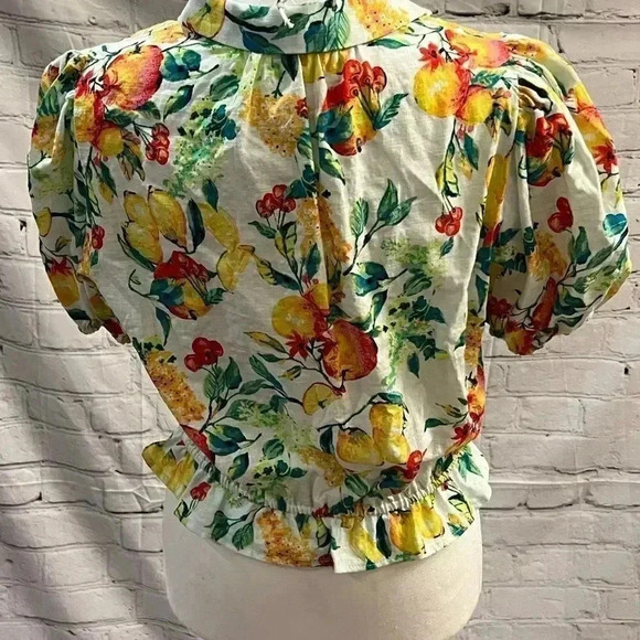 NWT LC Lauren Conrad Button-Up Floral Puff Sleeve Top size small - Picture 5 of 8